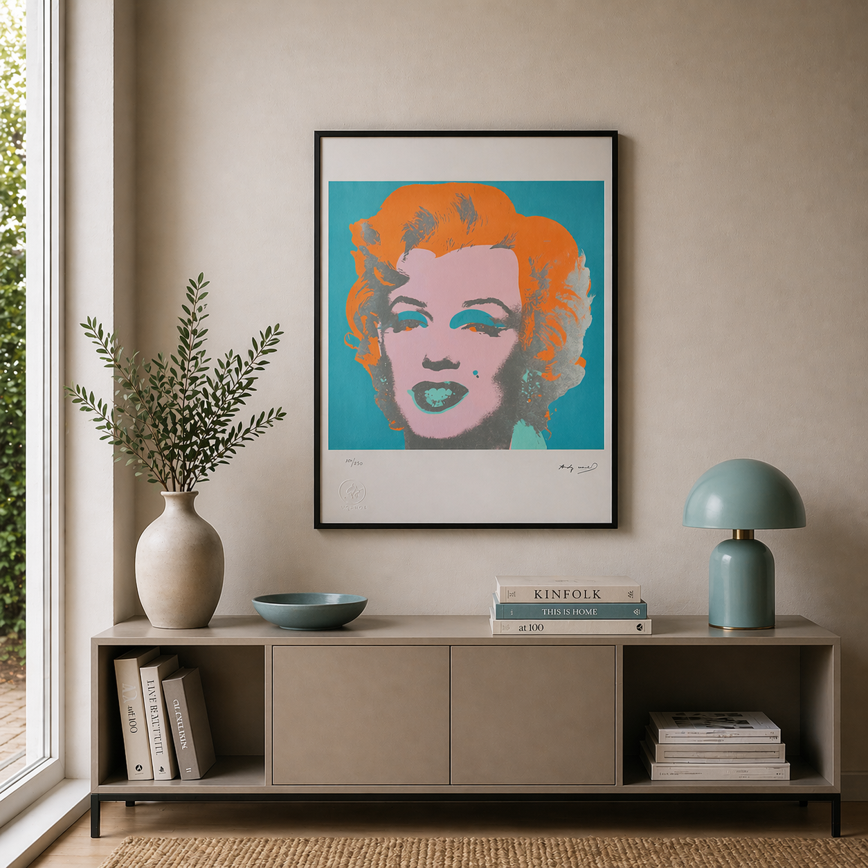 Andy Warhol Marilyn Monroe (Turquoise & Oranje) Lithografie Arches 300gsm 42x59 cm