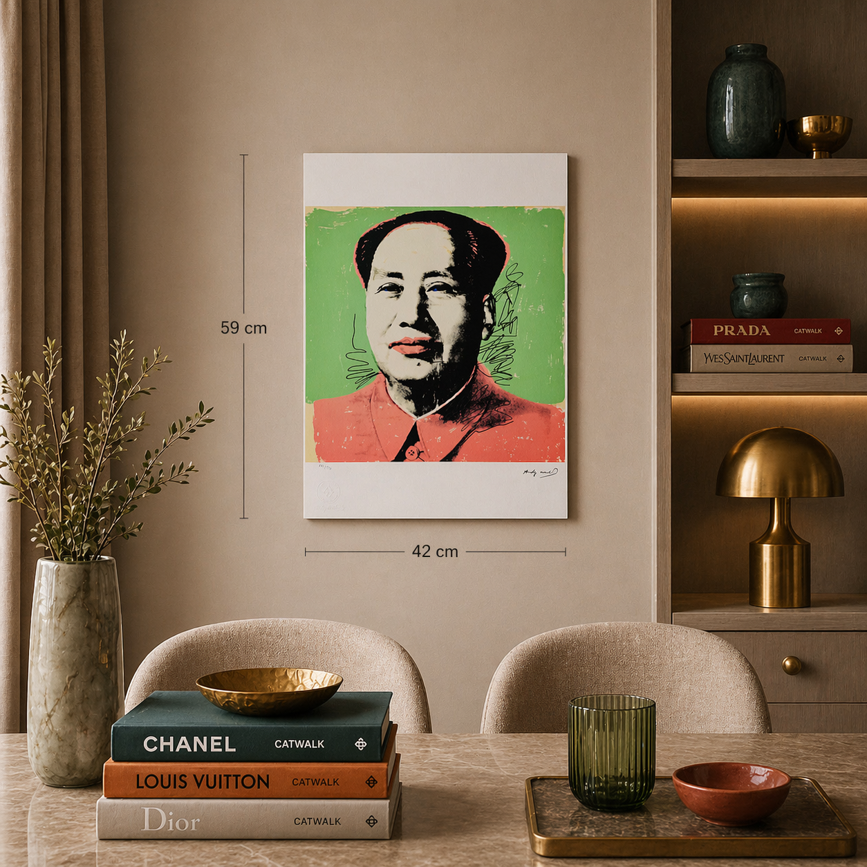 Andy Warhol Mao (Groen & Rood) Lithografie Arches 300gsm 42x59 cm