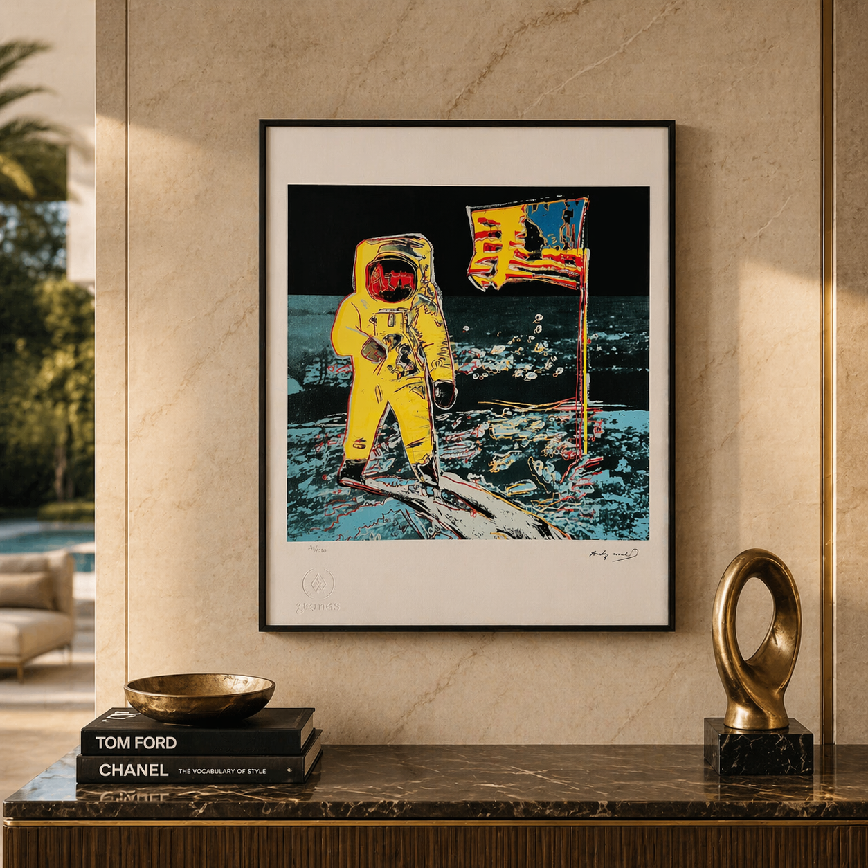 Andy Warhol Moonwalk (Geel & Blauw) Lithografie Arches 300gsm 42x59 cm