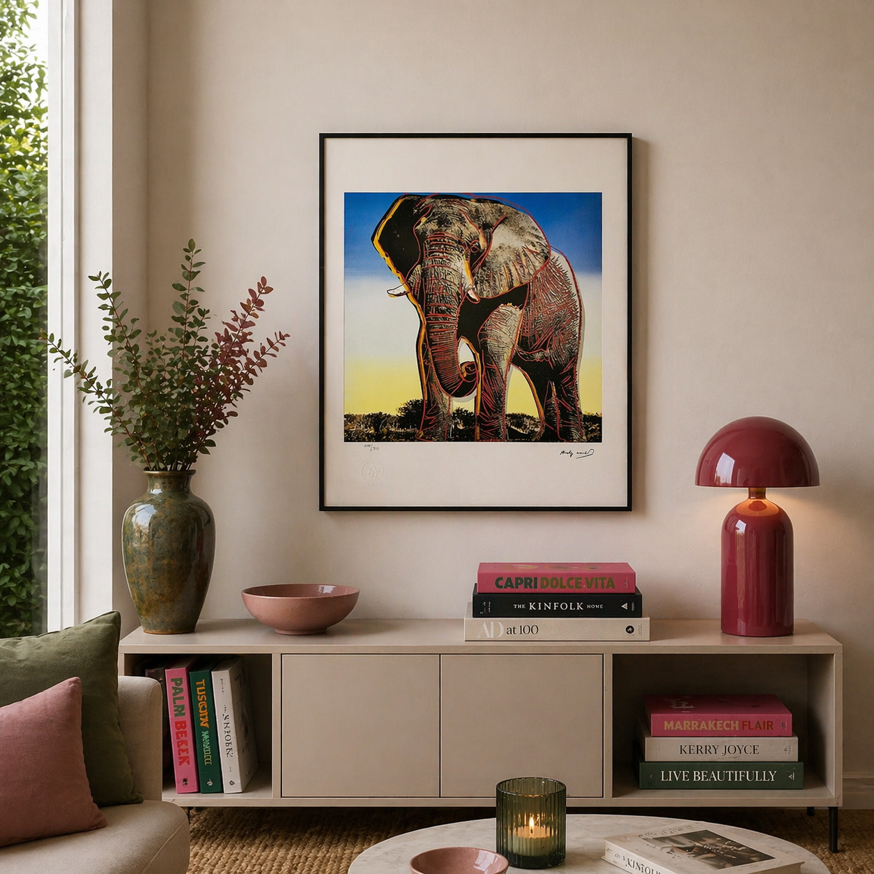 Andy Warhol Olifant (Dieren) Lithografie Arches 300gsm 42x59 cm