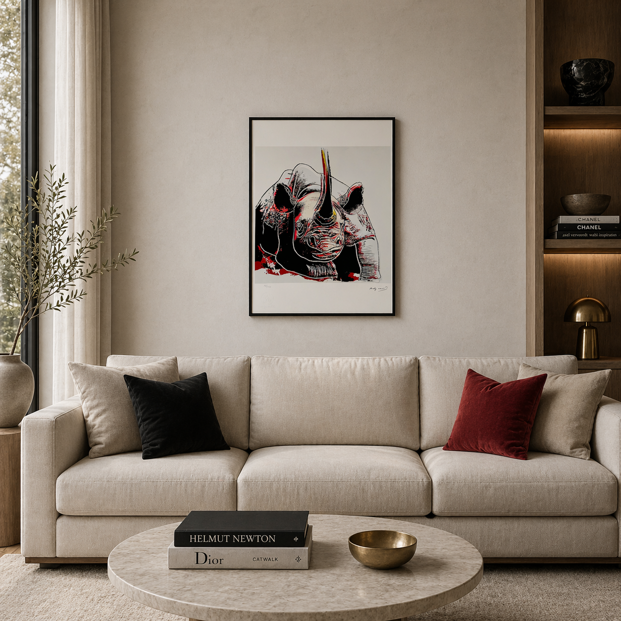 Andy Warhol Neushoorn (Dieren) Lithografie Arches 300gsm 42x59 cm
