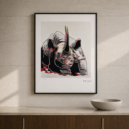 Andy Warhol Neushoorn (Dieren) Lithografie Arches 300gsm 42x59 cm