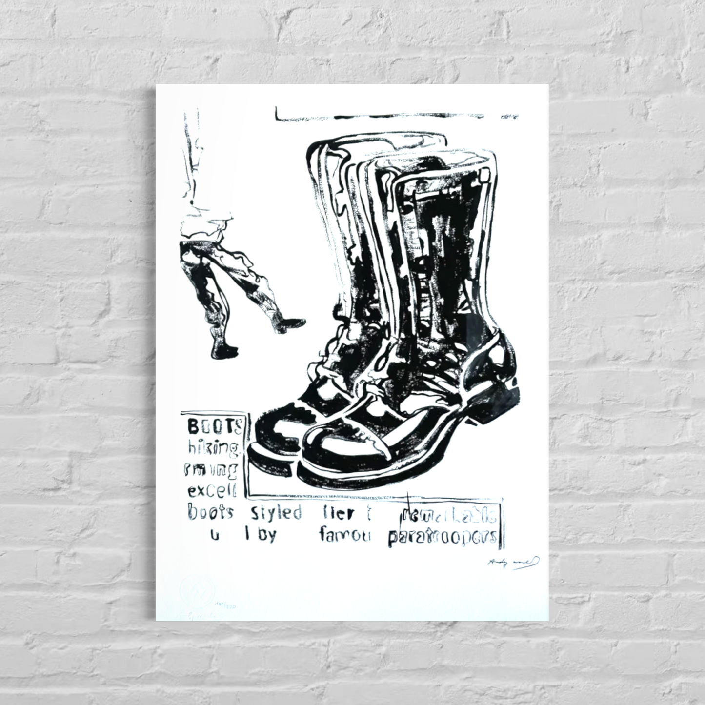 Andy Warhol Paratrooper Boots Lithografie Arches 300gsm 42x59 cm