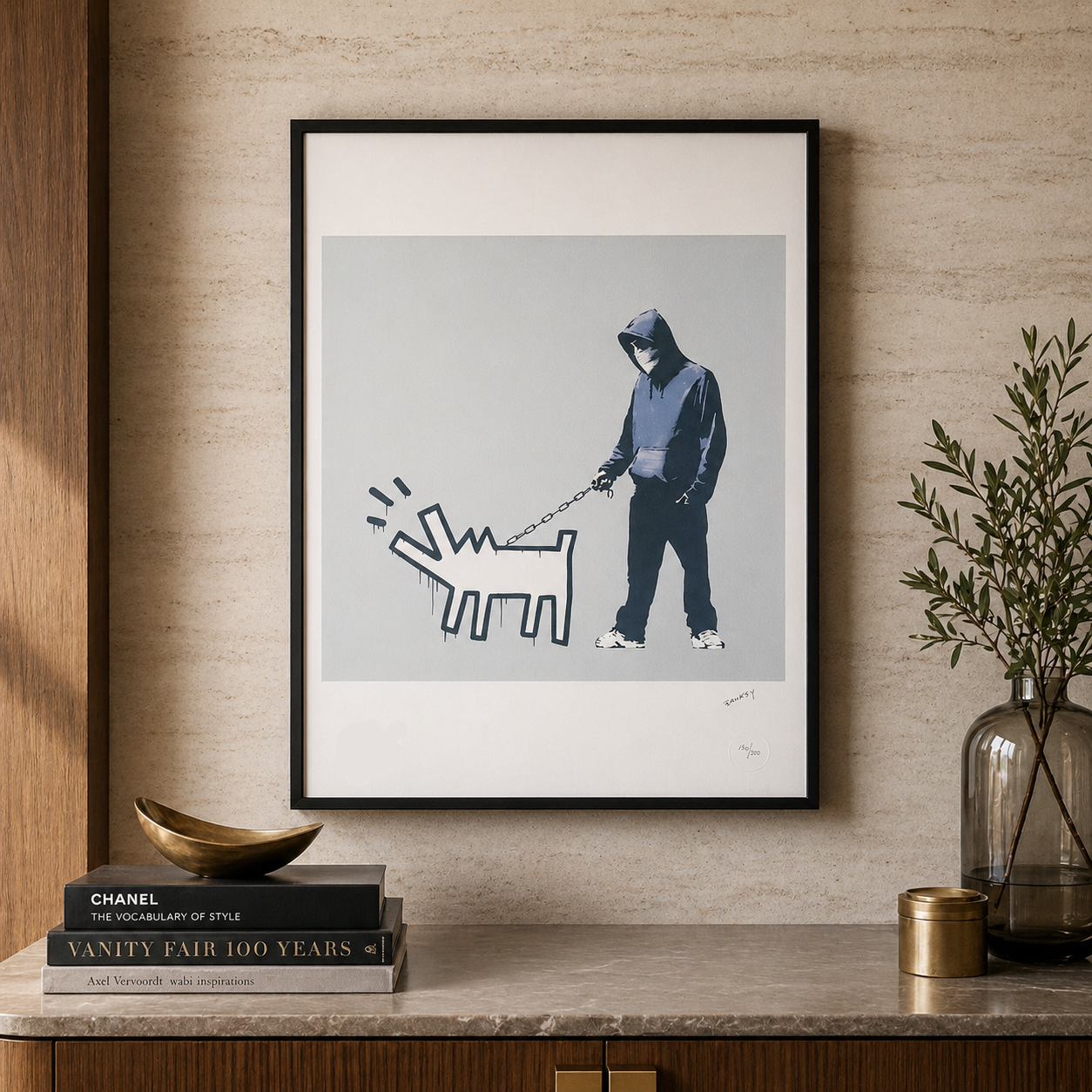 Genummerde editie BANKSY Barking dog (grijs) Gesigneerd - certificaat - Wall Art, Grafitti Art, Lithograph, Stencil Art after