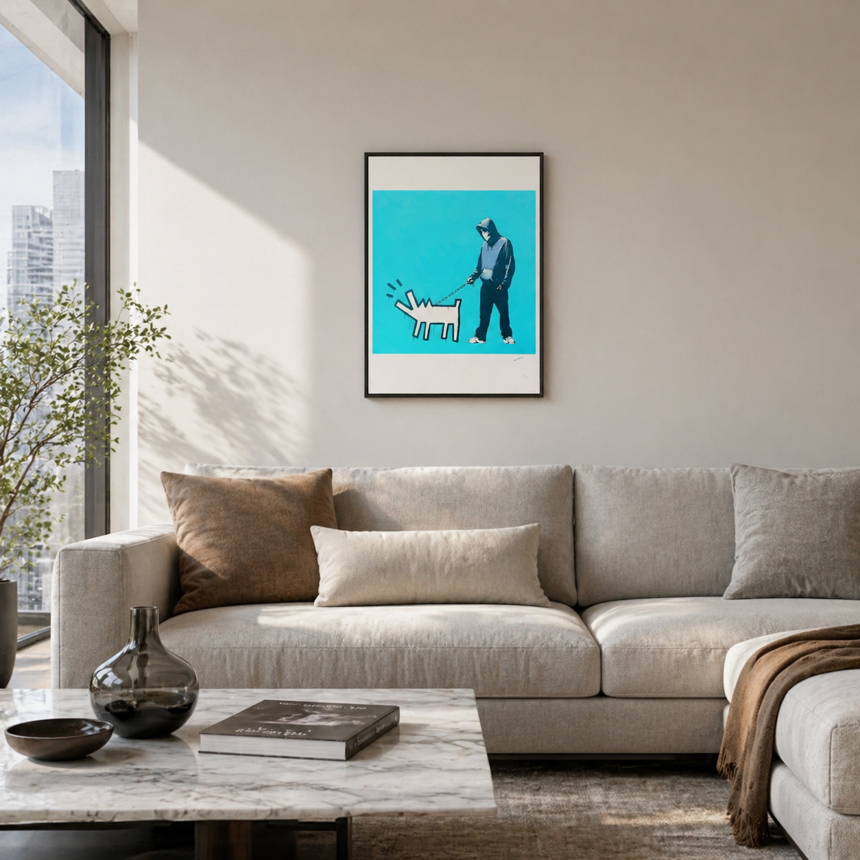 Banksy Barking Dog (Turquoise) Lithografie Arches 300gsm 42x59 cm
