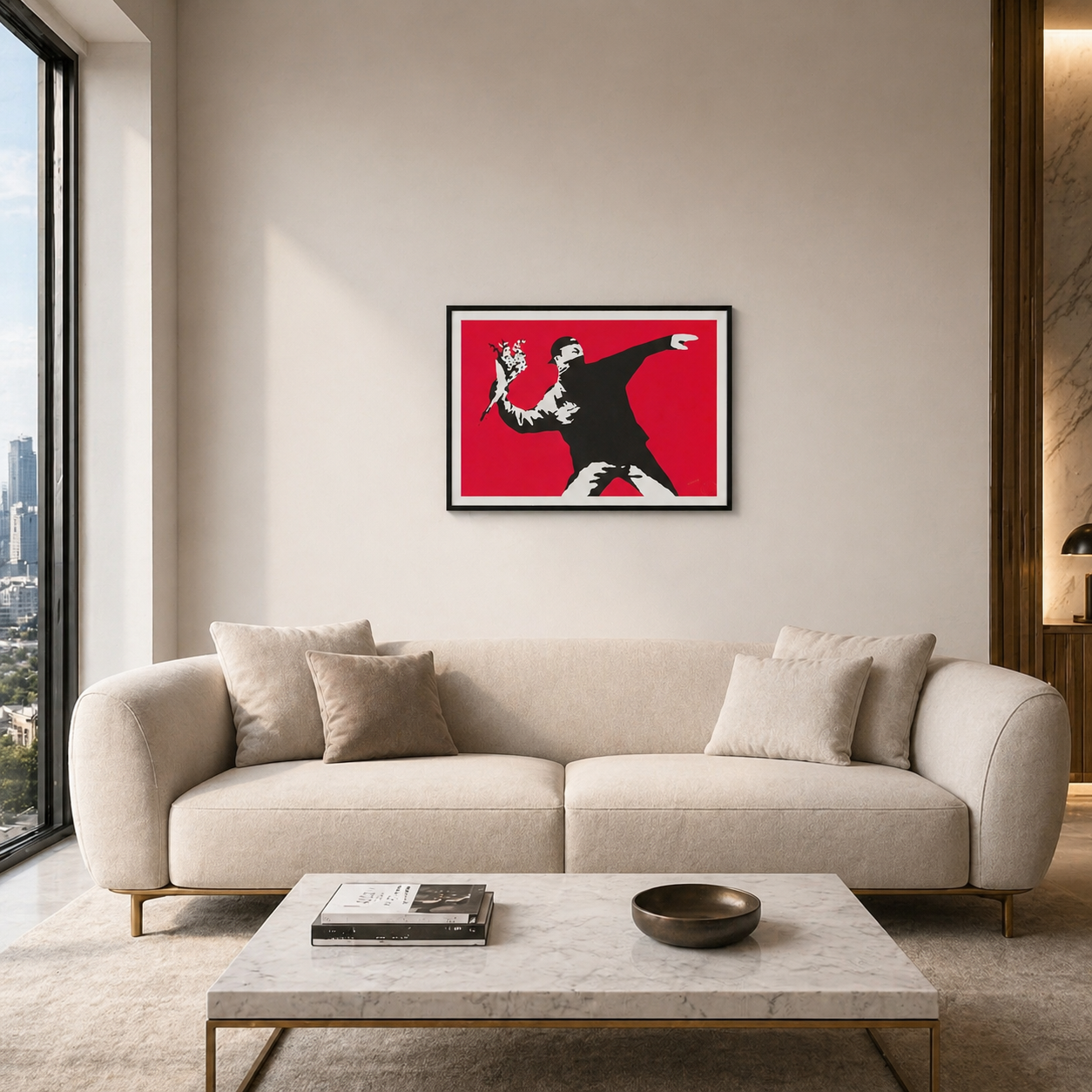 Banksy Love Is in the Air Lithografie Arches 300gsm 42x59 cm