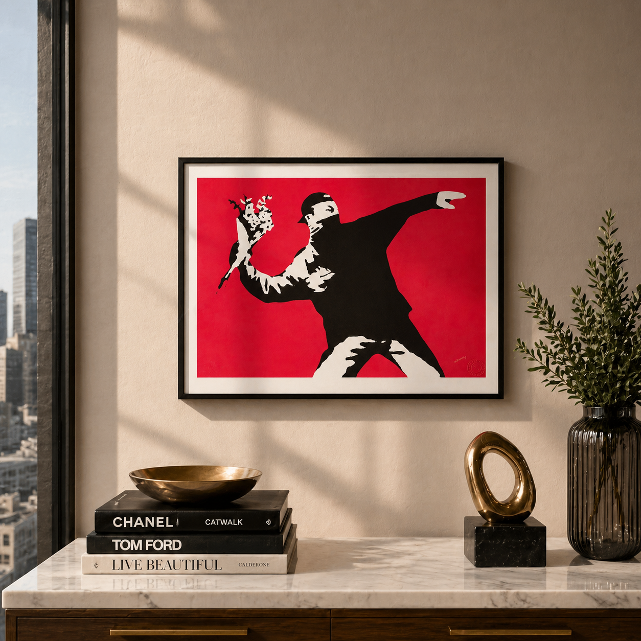 Banksy Love Is in the Air Lithografie Arches 300gsm 42x59 cm