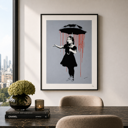 Banksy Girl with Umbrella (Lola) Lithografie Arches 300gsm 42x59 cm