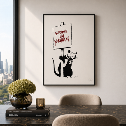 Banksy Because I’m Worthless Lithografie Arches 300gsm 42x59 cm