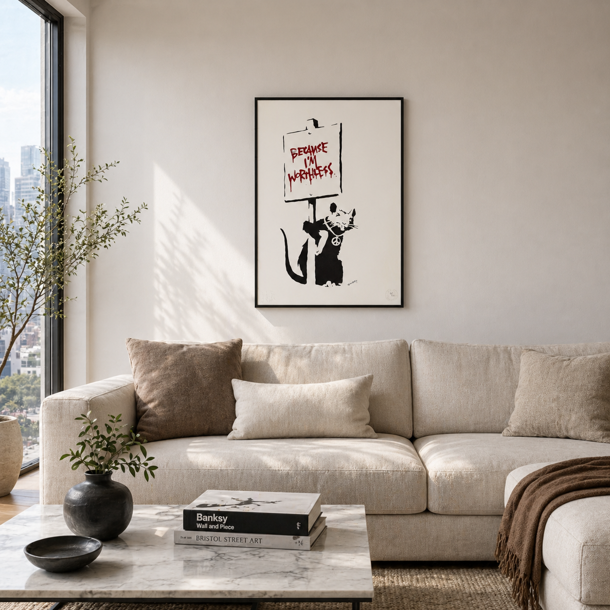 Banksy Because I’m Worthless Lithografie Arches 300gsm 42x59 cm