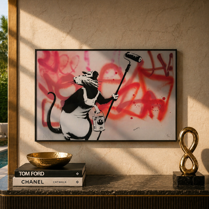 Banksy Rat with Roller Lithografie Arches 300gsm 42x59 cm