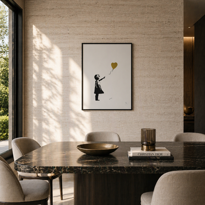 Banksy Girl With the Balloon (Goud) Lithografie Arches 300gsm 42x59 cm