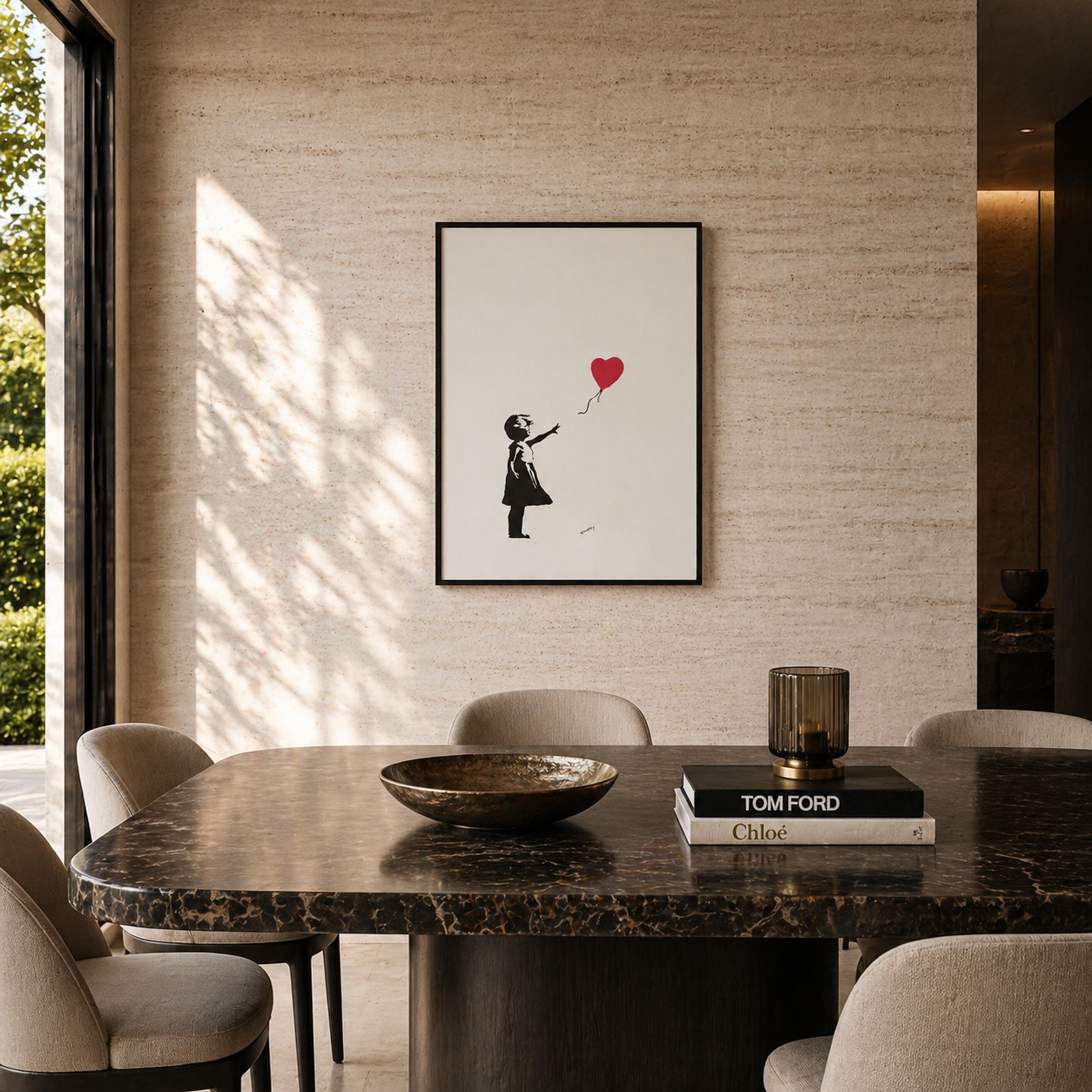 Banksy Girl With the Balloon (Rood) Lithografie Arches 300gsm 42x59 cm