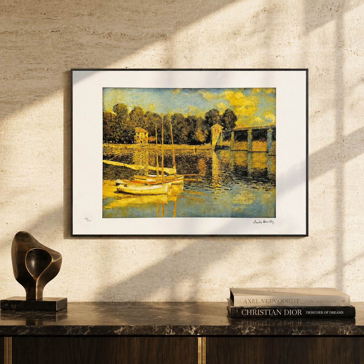 Claude Monet Brug van Argenteuil sneeuwlandschap Lithografie Arches 300gsm 42x59 cm