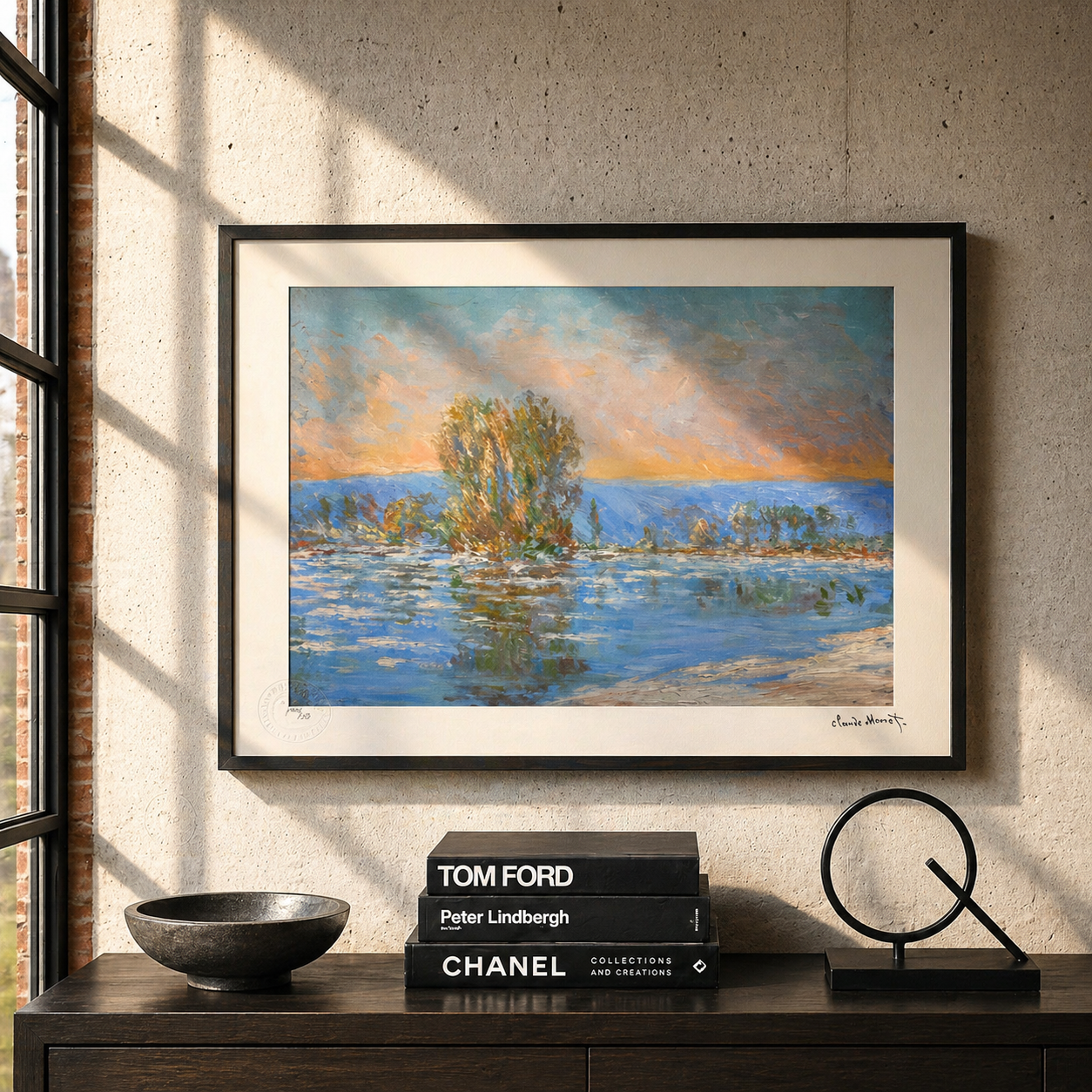 Claude Monet IJspegels, omgeving van Bennecourt Lithografie Arches 300gsm 42x59 cm