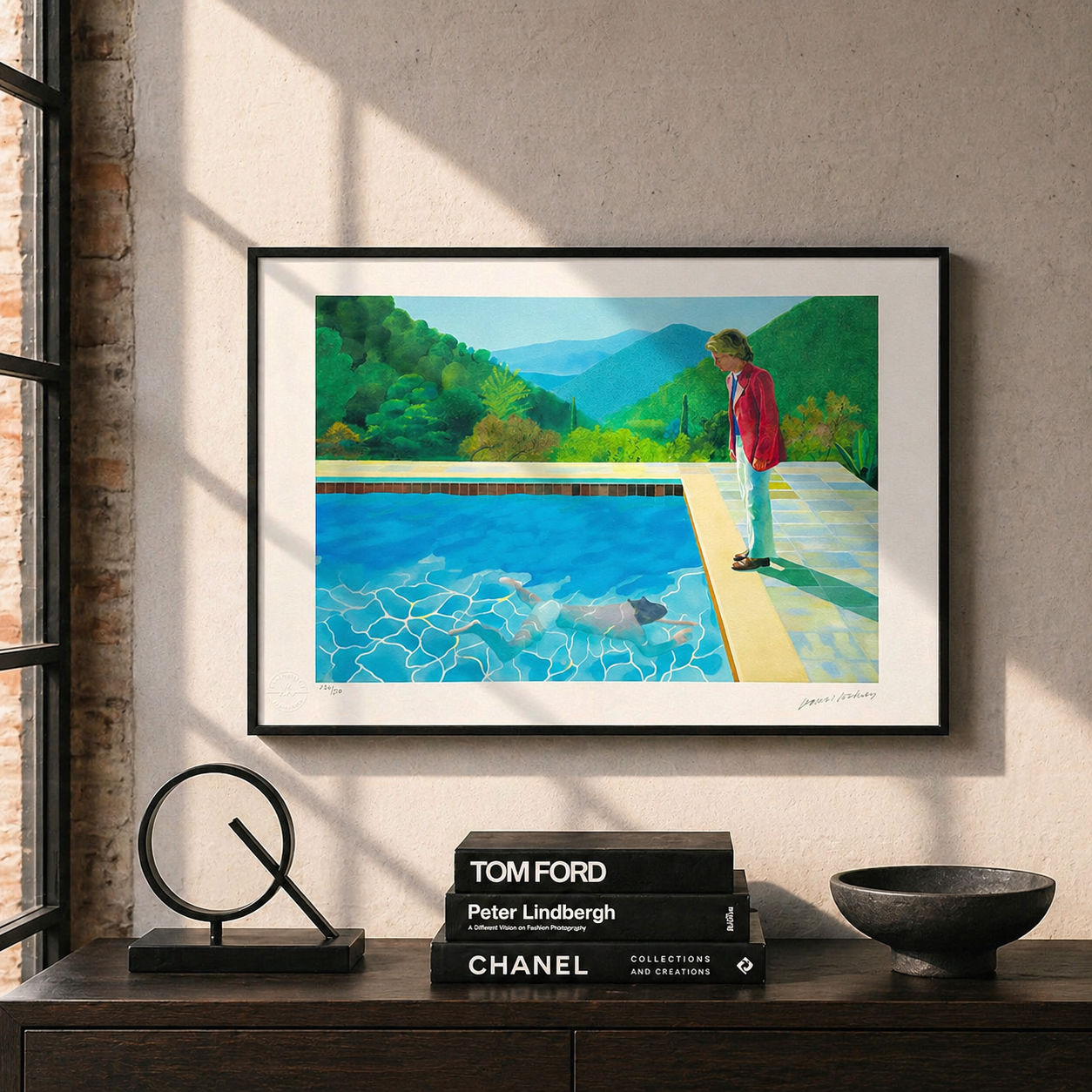 David Hockney Zwembad met mensen Lithografie Arches 300gsm 42x59 cm