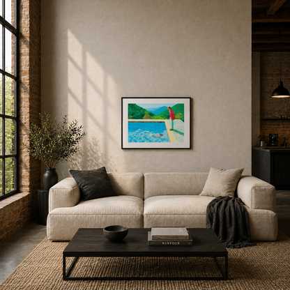 David Hockney Zwembad met mensen Lithografie Arches 300gsm 42x59 cm