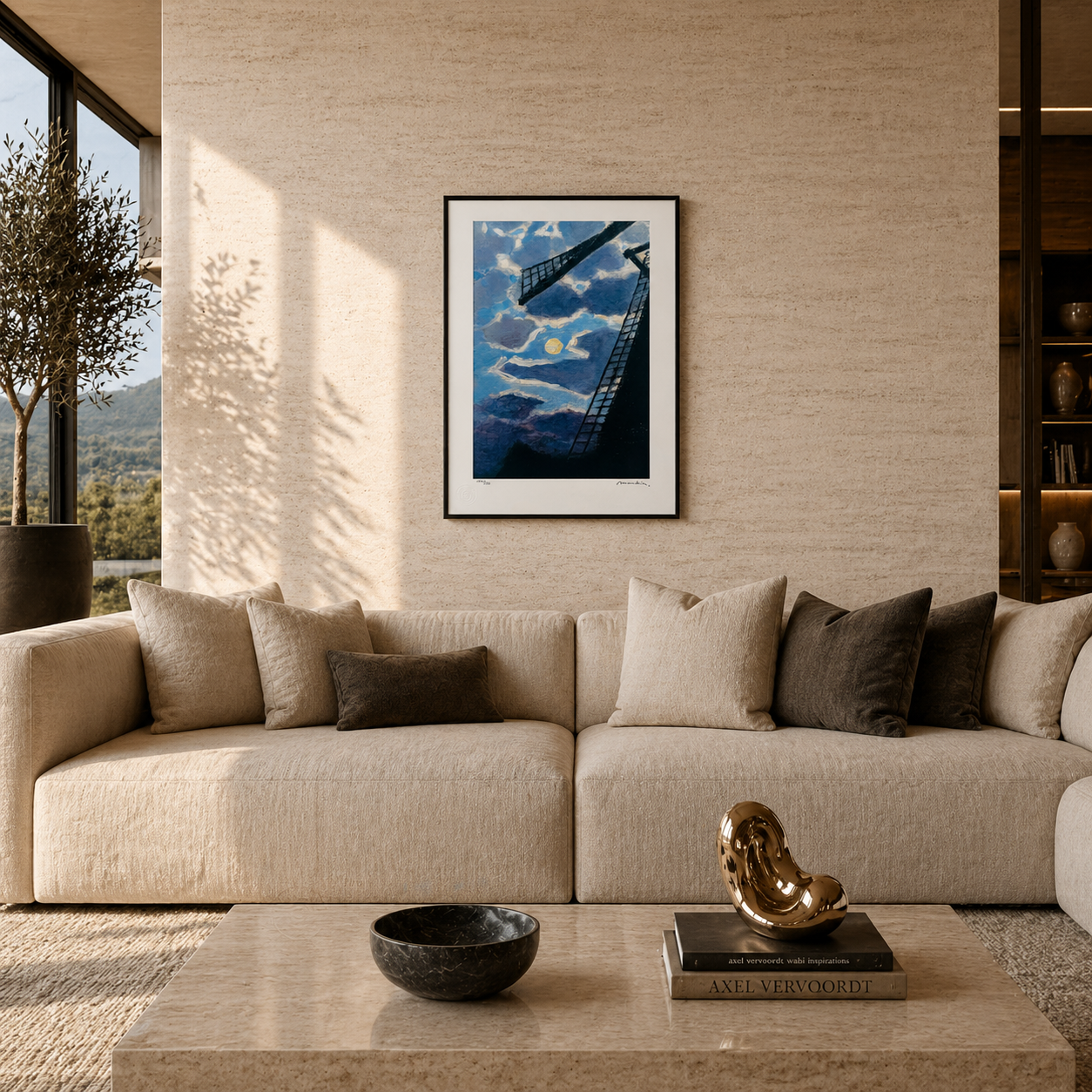 Piet Mondriaan Windmolen met maan Lithografie Arches 300gsm 42x59 cm