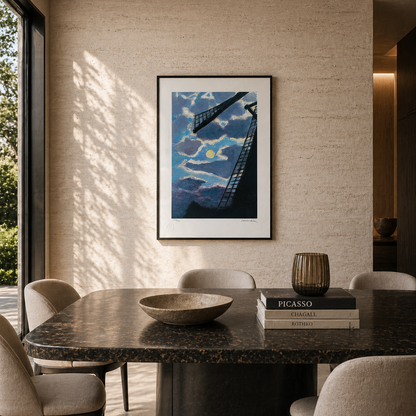 Piet Mondriaan Windmolen met maan Lithografie Arches 300gsm 42x59 cm