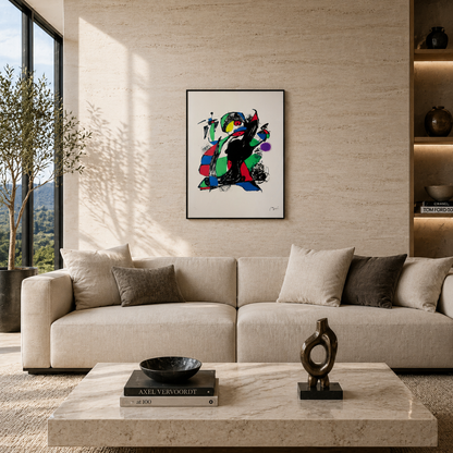 Joan Miró contrasterende compositie Lithografie Arches 300gsm 42x59 cm