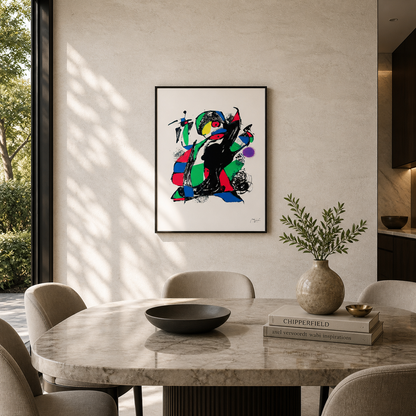 Joan Miró contrasterende compositie Lithografie Arches 300gsm 42x59 cm
