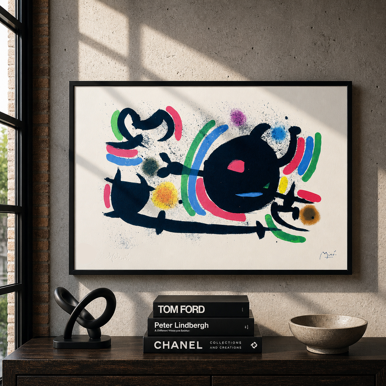 Joan Miró centrale zwarte cirkel Lithografie Arches 300gsm 42x59 cm
