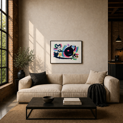 Joan Miró centrale zwarte cirkel Lithografie Arches 300gsm 42x59 cm