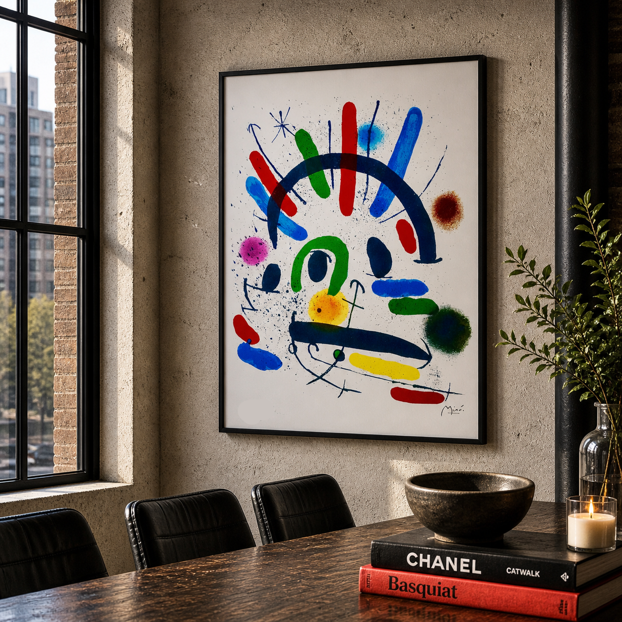 Joan Miró boogvormige kleurcompositie Lithografie Arches 300gsm 42x59 cm