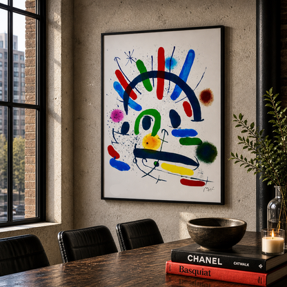 Joan Miró boogvormige kleurcompositie Lithografie Arches 300gsm 42x59 cm