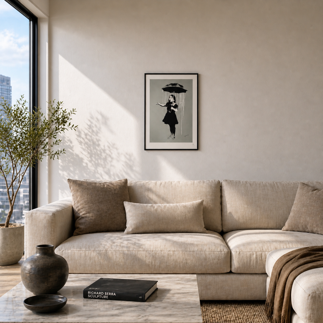 Banksy Girl with Umbrella (Lola) Lithografie Arches 300gsm 42x59 cm