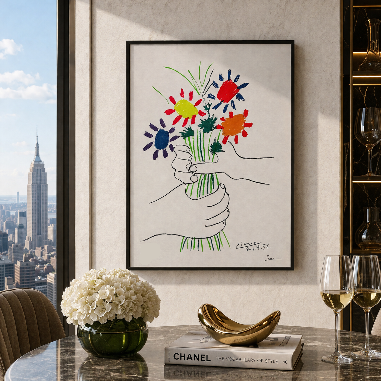 Pablo Picasso Bloemen van vrede 1958 Lithografie Arches 300gsm 42x59 cm