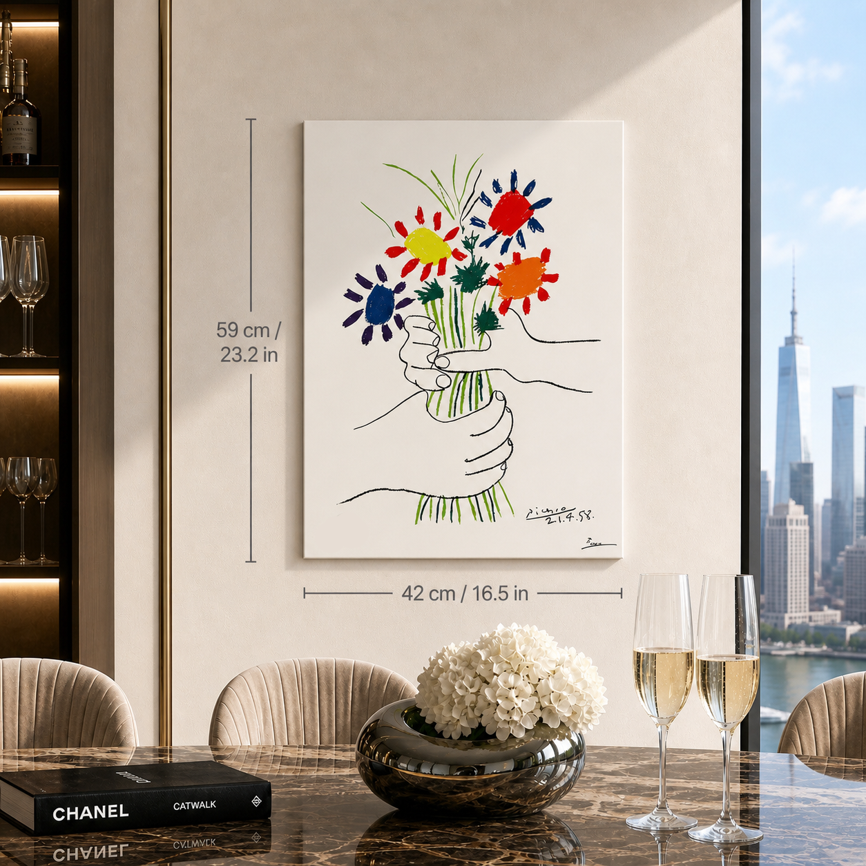 Pablo Picasso Bloemen van vrede 1958 Lithografie Arches 300gsm 42x59 cm
