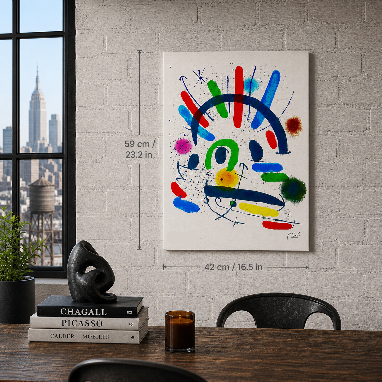 Joan Miró boogvormige kleurcompositie Lithografie Arches 300gsm 42x59 cm