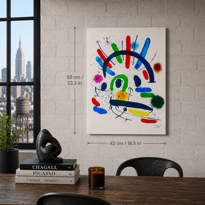 Joan Miró boogvormige kleurcompositie Lithografie Arches 300gsm 42x59 cm