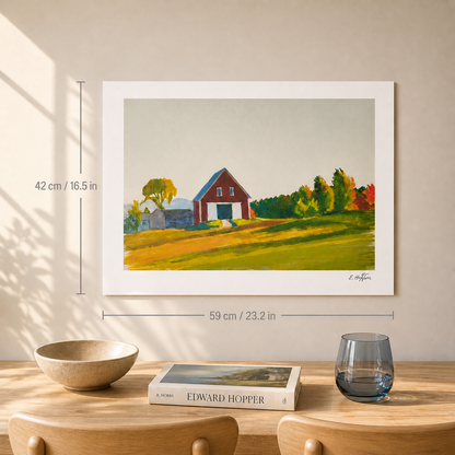 Edward Hopper Red Barn in Autumn Landscape Lithografie Arches 300gsm 42x59 cm