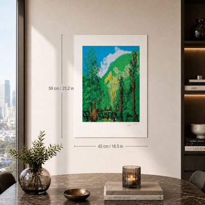David Hockney Bos met 4 bomen Lithografie Arches 300gsm 42x59 cm