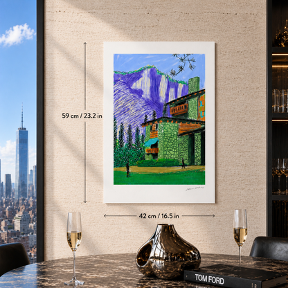 David Hockney Huis met 2 figuren Lithografie Arches 300gsm 42x59 cm