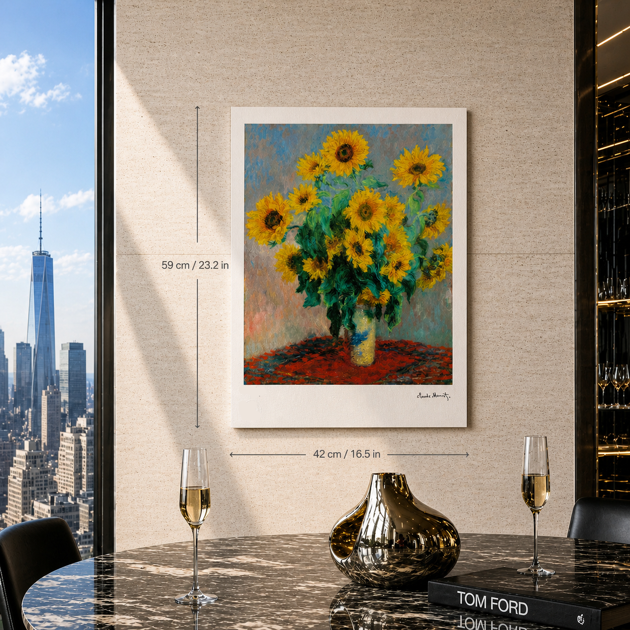 Claude Monet Bloemen in vaas Lithografie Arches 300gsm 42x59 cm