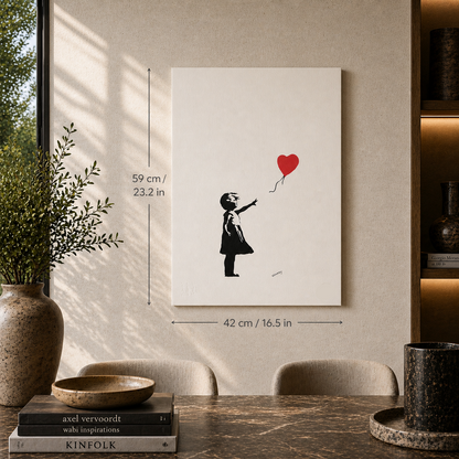 Banksy Girl With the Balloon (Rood) Lithografie Arches 300gsm 42x59 cm