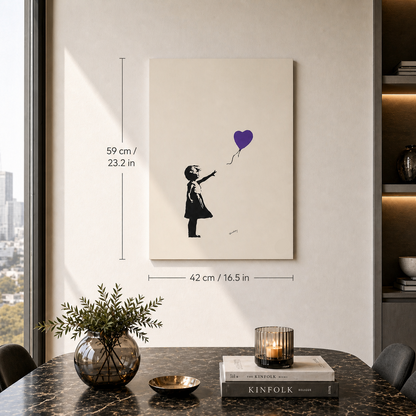 Banksy Girl With the Balloon (Paars) Lithografie Arches 300gsm 42x59 cm