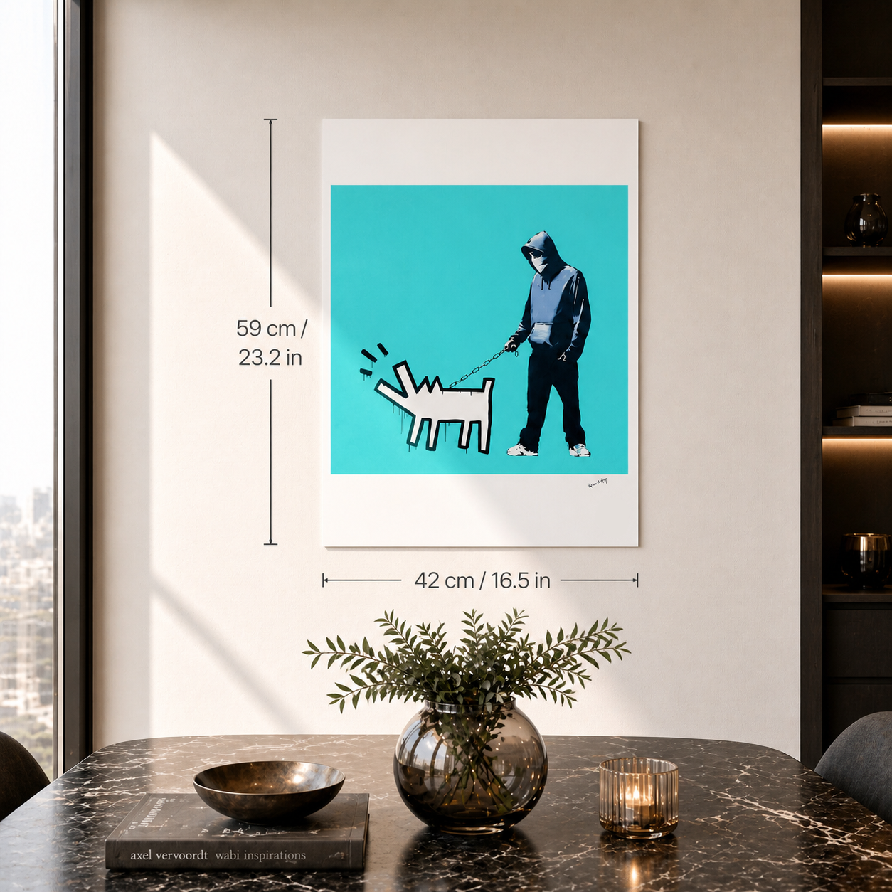 Banksy Barking Dog (Turquoise) Lithografie Arches 300gsm 42x59 cm