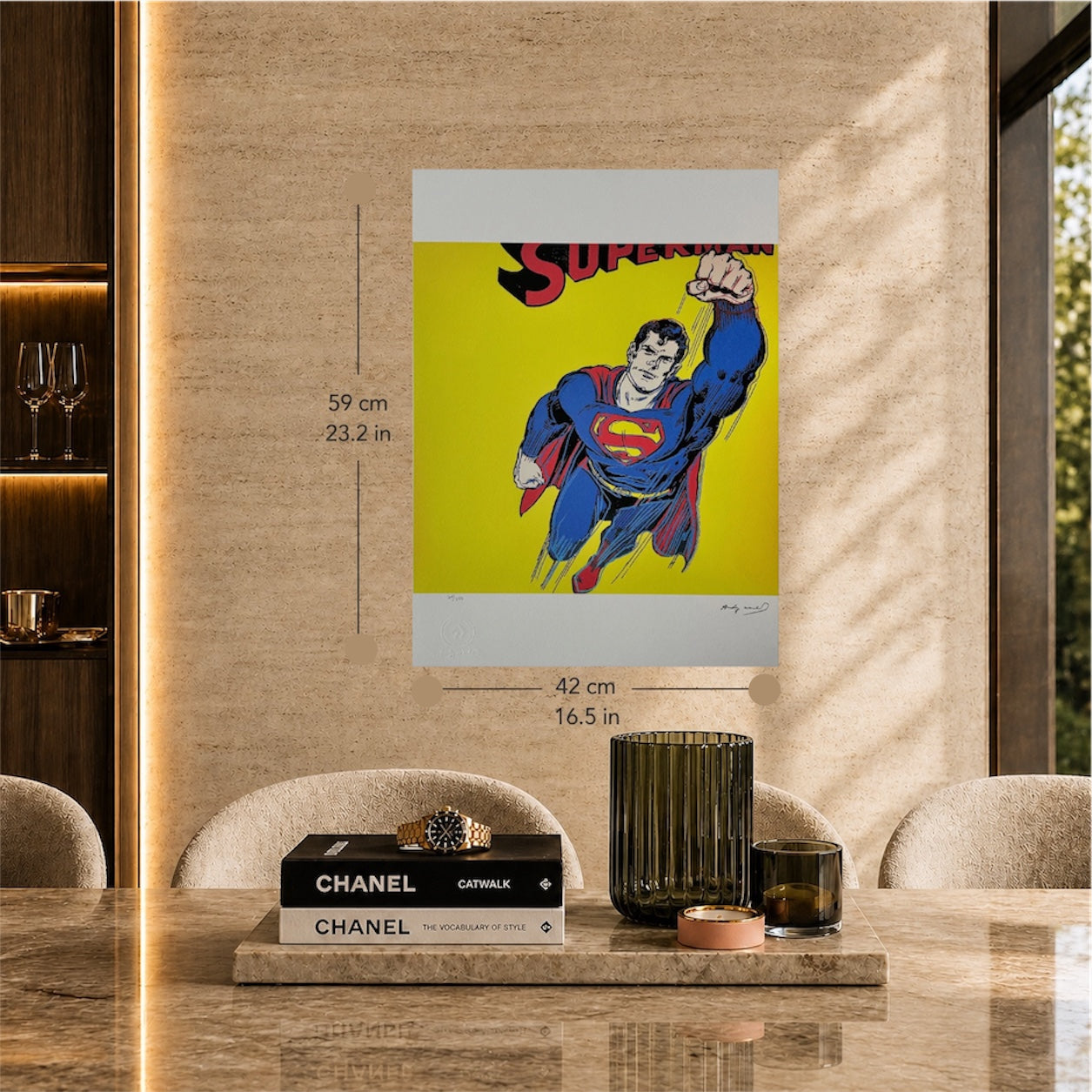 Andy Warhol Superman (Geel) Lithografie Arches 300gsm 42x59 cm