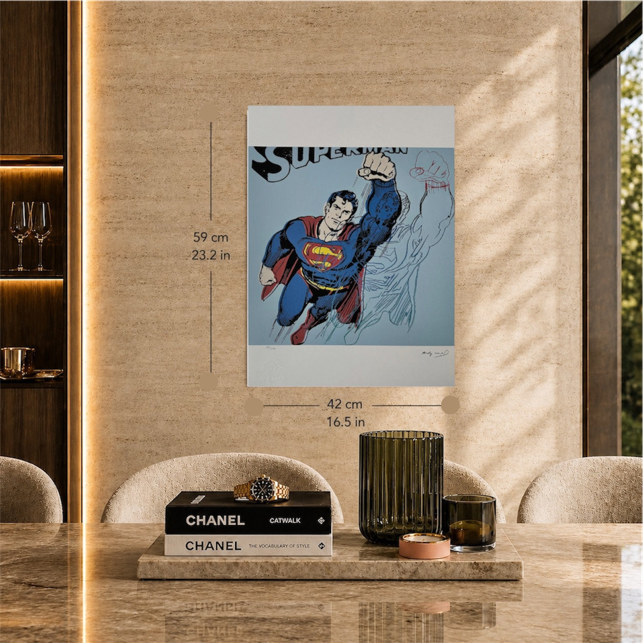 Andy Warhol Superman (Blauw) Lithografie Arches 300gsm 42x59 cm