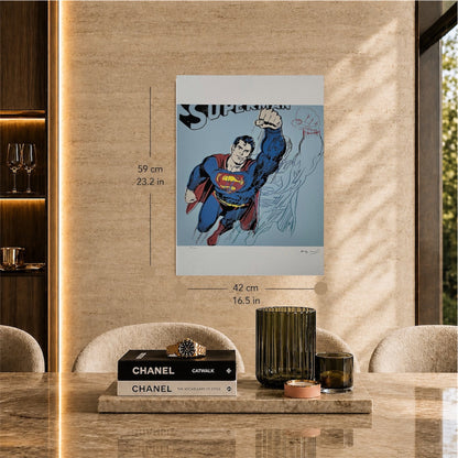 Andy Warhol Superman (Blauw) Lithografie Arches 300gsm 42x59 cm