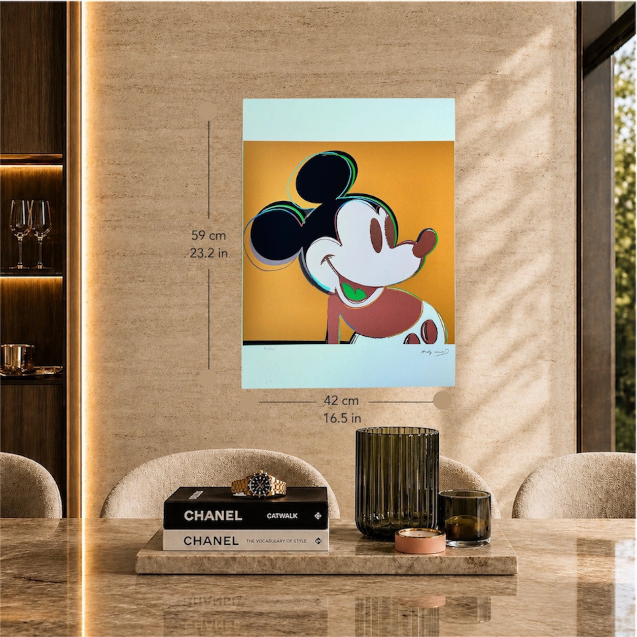 Andy Warhol Mickey Mouse (Donkergeel) Lithografie Arches 300gsm 42x59 cm