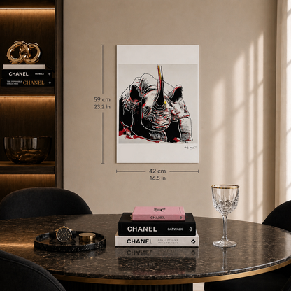 Andy Warhol Neushoorn (Dieren) Lithografie Arches 300gsm 42x59 cm