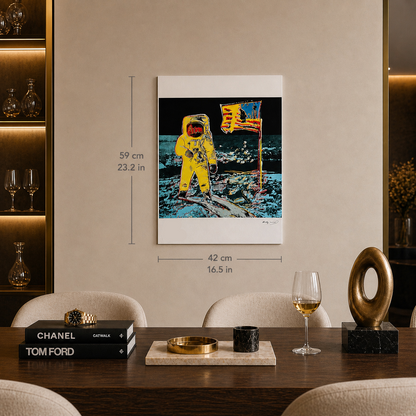 Andy Warhol Moonwalk (Geel & Blauw) Lithografie Arches 300gsm 42x59 cm