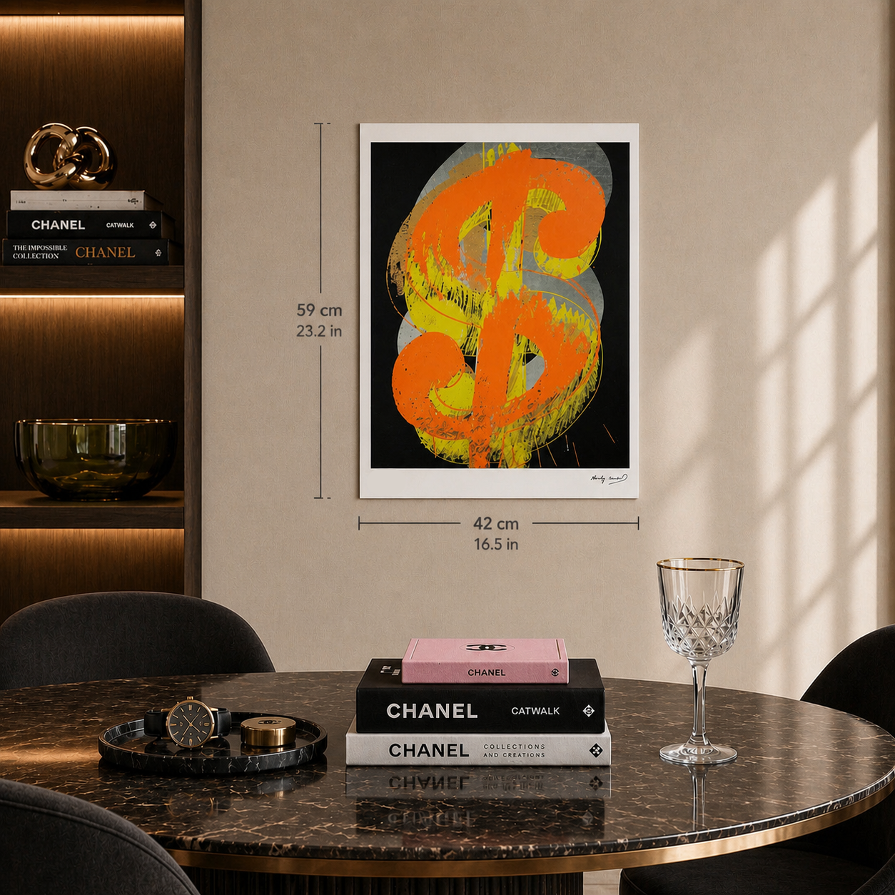 Andy Warhol Dollar (Zwart) Lithografie Arches 300gsm 42x59 cm