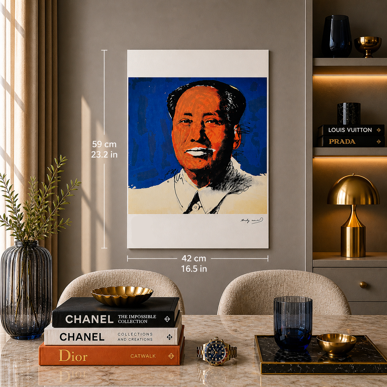 Andy Warhol Mao (Blauw & Oranje) Lithografie Arches 300gsm 42x59 cm