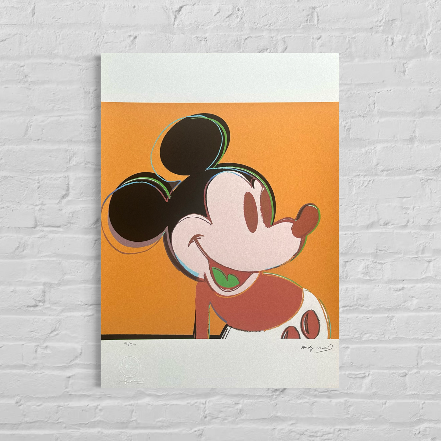 Andy Warhol Mickey Mouse (Donkergeel) Lithografie Arches 300gsm 42x59 cm
